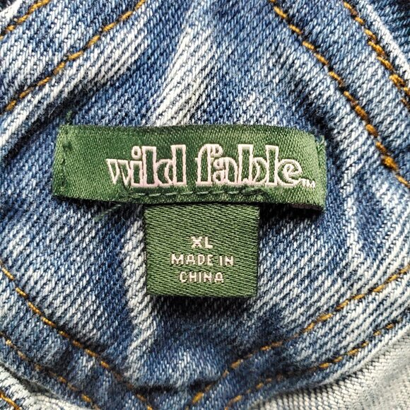 Wild Fable Overalls Womens XL Blue Denim Raw Hem Adjustable Shorts Shortalls - Picture 2 of 9